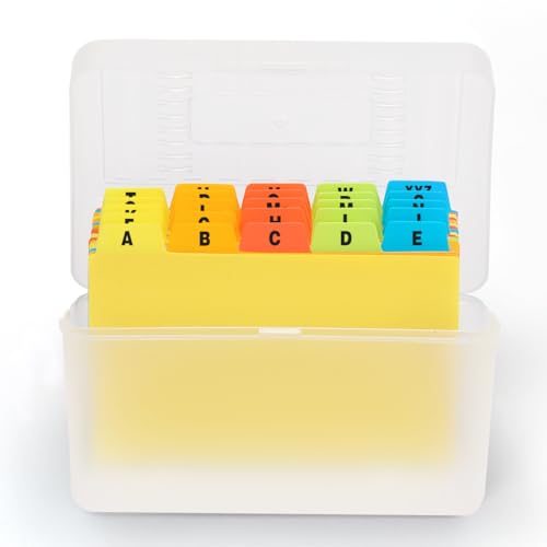 H4D Index Card Holder 3x5 Inches with 25 Plastic Dividers, Clear - color: Clear, size: 3x5 inch