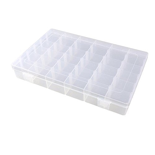 Clear Plastic Jewelry Box Organizer Storage Container with Adjustable Dividers (36 Grids)