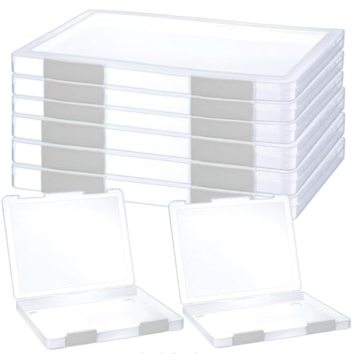 LonlyEagle 6 Pcs Clear A4 File Portable Project Case, Plastic Storage Box for 8.5" x 11" Letter Paper, Scrapbook Paper Storage Boxes Documents Magazines Holder - color: whie