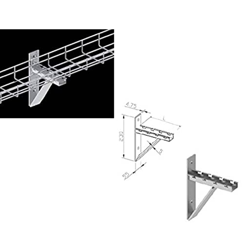 Kable Kontrol Cantilever Wall Bracket – 8” Width - Wire Mesh Tray Cable Management Rack Cords Organizer Cable Basket, Zinc Plated Steel NEC Approved for Network, Fiber Optic, Cabling Accessory - size: Cantilever Wall Bracket - 8" Width