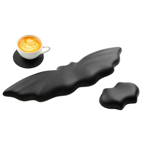 Keyboard Wrist Rest - Soft Leather Halloween Bat Wrist Pad | Mouse Wrist Rest with Non-Slip Base, Wrist Pad for Keyboard,Arm Rest for Desk Computer Laptop Mac Gaming Office Black - color: Black