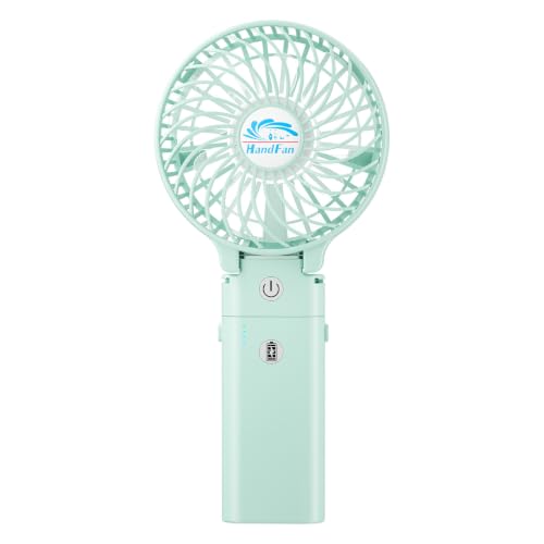 HandFan 5200mAh Handheld Fan Rechargeable, 20H Runtime Hand Fan, 3 Speeds Strong Airflow, Personal 180° Foldable Portable Fans for Travel/Summer/Concerts/Lash/Commute, Gifts for Women (Blue) - color: Clear‑Blade Blue