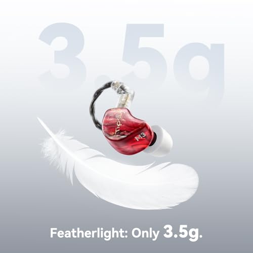 Tipsy M3 Professional IEM for Musicians, 2BA + 1DD Drivers, 36dB PNC, IPX5, Acoustic-Runway™ Technology, Skin-Friendly Resin, Detachable 0.78mm 2-pin Cable(No Mic, Red) - color: C-Red