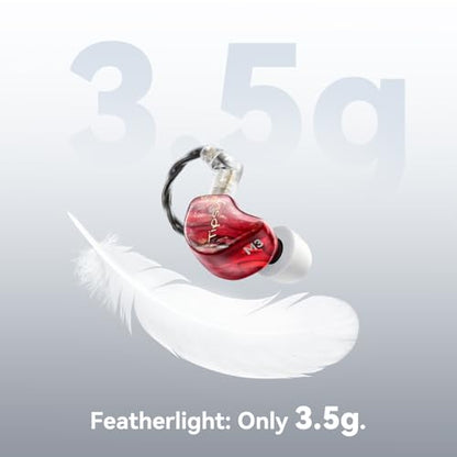 Tipsy M3 Professional IEM for Musicians, 2BA + 1DD Drivers, 36dB PNC, IPX5, Acoustic-Runway™ Technology, Skin-Friendly Resin, Detachable 0.78mm 2-pin Cable(No Mic, Red) - color: C-Red