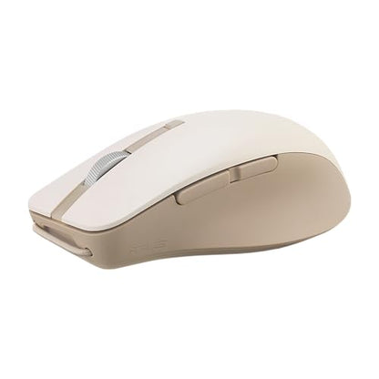 ASUS Wireless SmartO Mouse Silent Plus – Dual Mode (BT/2.4GHz), up to 3 Devices, Ergonomic, 4200 DPI, AA Battery Lasts up to 1 Year, Quiet Switches, Portable, for Productivity/Gaming - Oat Milk - color: Oat Milk