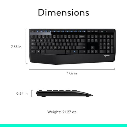 Logitech MK345 Wireless Keyboard and Mouse Combo with Palm Rest, 2.4 GHz USB Receiver, Compatible with PC, Laptop, Black - style: Combo
