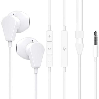 GEEKRIA 3.5mm Wired Earbuds with Mic & Volume Control, Stereo Gaming in-Ear Headphones for PS4, Xbox One, Stadia, Luna, PC, Laptop, Smartphone (White) - color: White