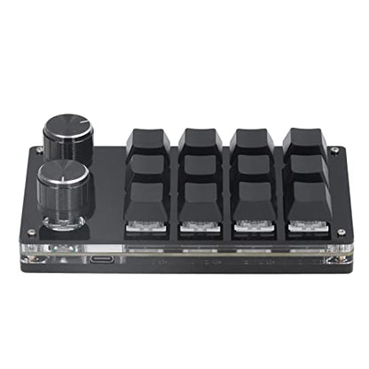 Programmable Mechanical Keypad, 12 Keys with 2 Knobs, USB One Handed Gaming Keyboard for PC, Macro Keypad, Office & Work