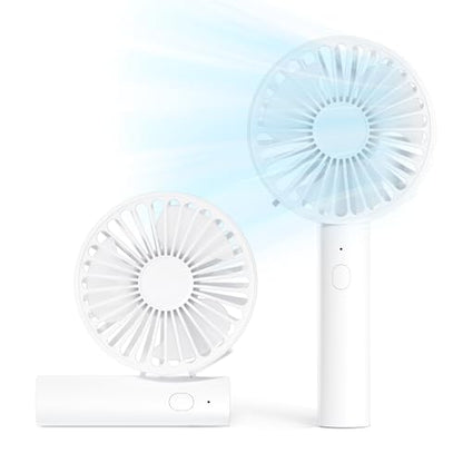 Personal Small USB Fan Rechargeable, 2-in-1 Foldable Handheld Fan Portable | 3 Gear Speeds Travel Fan Battery Powered Mini Table Fan with Lanyard for Travel Makeup Desk Girl Women Summer Gift White - color: Portable Fan