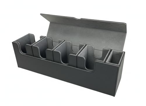 5 in 1 Trading Card Deck Box with 4 Card Holders and Dice Tray PU Leather Strong Magnetic Closure Storage Case Fits 800+ Unsleeved Cards for MTG YuGiOh Pokemon and Sports Cards