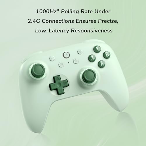 8Bitdo Ultimate 2C Wireless Controller (Hall Effect Joystick Update) for Windows PC and Android, with 1000Hz Polling Rate, Remappable L4/R4 Bumpers, Rumble Vibration and Turbo Function (Green) - color: Green