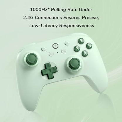 8Bitdo Ultimate 2C Wireless Controller for Windows PC & Android (Green) | 1000Hz Polling Rate, Hall Effect Joysticks & Hall Triggers, Remappable L4/R4 Bumpers - color: Green