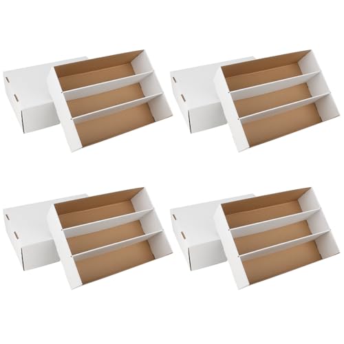4 Pack Trading Card Storage Box, 2340 Count Card Storage Box White Sports Cards Storage Box Card Organizer Box Trading Card Box for Storing Protecting and Organizing Soccer Basketball Game Cards - style: 4 Set-1