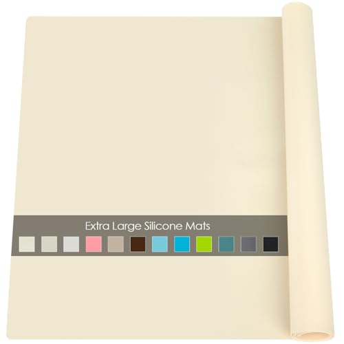 Extra Large Silicone Mats for Countertop - Counter Table Protector Placemats for Baking Crafts, Kids Dinner Placemat Nonstick Nonskid Heat-Resistant Kitchen Pad, 23.6'' x 15.7'', Beige - color: 03-beige, size: 23.6"L x 15.7"W