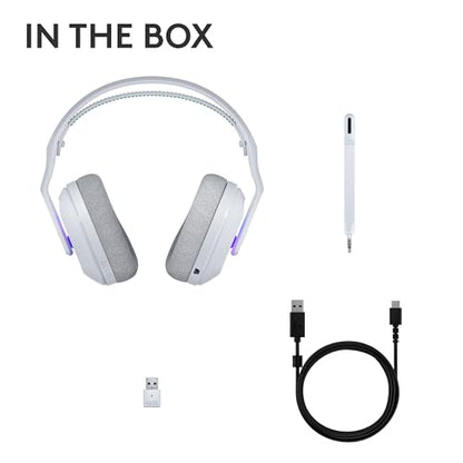 Logitech G522 Lightspeed Wireless Gaming Headset - White | For PC, 2.4 GHz, Bluetooth & USB-C , <60 Hr Battery, 48 kHz/24 bit Audio, Detachable 48 kHz/16 bit Blue VO!CE Mic, RGB - color: White