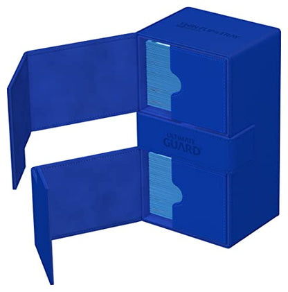 Ultimate Guard Twin Flip'n'Tray 200+, Deck Case for 200 Double-Sleeved TCG Cards + Dice Tray, Blue, Independent Magnetic Closure & Microfiber Inner Lining - color: Blue