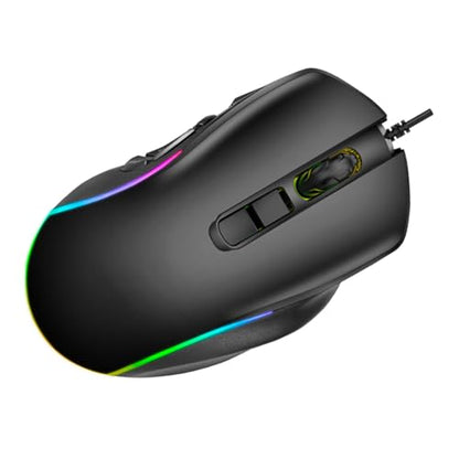 SUNGOOYUE Wired Gaming Mouse, 10 Programmable Buttons, 14 RGB Lighting Effects, 6 Adjustable DPI 800-12800, Ergonomic Design, with Cable, for PC Computer Gaming