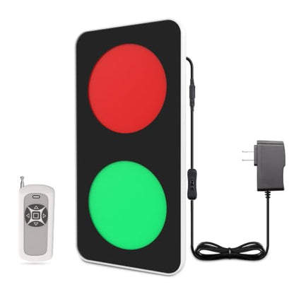 Traffic Light Wall Lamp, Dimmable Red Green LED Stop Signal Light with Remote Control, Plug in Wall Decor Light for Kids Bedroom, Living Room, Bar, Pub, Gaming Room, Classroom, Garage