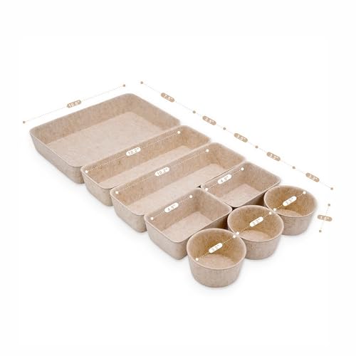 Welaxy Office Desk Drawer Organizer Tray hygge aesthetics 8 pc bin Oatmeal - color: Oatmeal