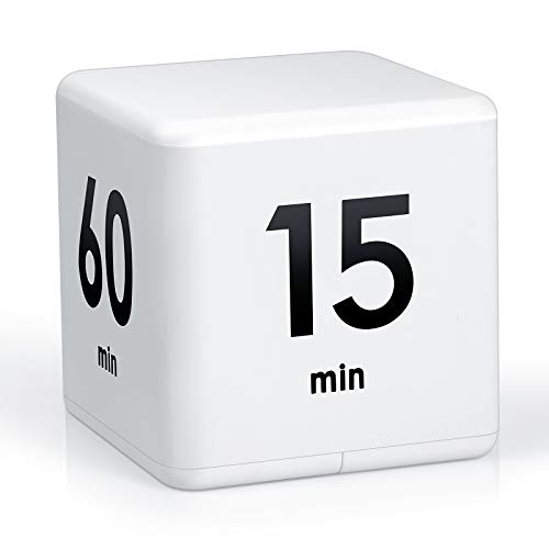 Weewooday Cube Timer, Gravity Sensor Flip Timer for ADHD Productivity, Classroom Kitchen Study Workout Cooking Desk Timers for Time Management, 15 20 30 60 Minutes Countdown Tool(White) - color: White