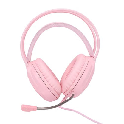 Wired Gaming Headset, 7.1 Surround Sound RGB Over Ear Headphones with Noise Cancelling Mic, 50mm Driver, Memory Foam Earpads for PC, Switch (Pink) - color: Pink