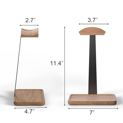 Wooden Headphone Stand, Wood Headset Stand for Desk, Universal Headphone Holder with Storage Base for Gaming, Sony,Bose