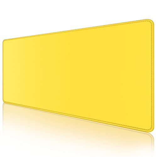 Dapesuom Large Mouse Pad, Extended Gaming Mouse Mat with Stitched Edges, Full Size Desk Mats with Non-Slip Base, Computer Big Desktop Keyboard Pad for Gamer, Laptop, Office, 23.6 x 11.8 in, Yellow - color: Apricot Yellow, size: 23.6L x 11.8W inches