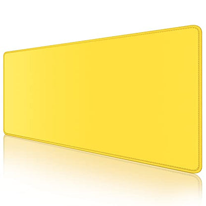 Dapesuom Large Gaming Mouse Pad, Extended Mouse Mat with Stitched Edges, Full Size Keyboard Pad with Non-Slip Base, Big XXL Computer Desk Mats for Gamer, Laptop, Office, 31.5 x 15.7in, Yellow - color: Apricot Yellow, size: 31.5L x 15.7W inches