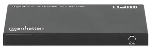Manhattan HDMI Splitter with Scaler 1 in 4 Out, 8K 60Hz 4K 120Hz, EDID Control, HDR, HDCP 2.3, 48 Gbps, Metal Housing - 208475 - size: 1 In x 4 Out