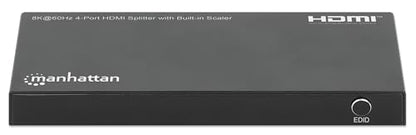 Manhattan HDMI Splitter with Scaler 1 in 4 Out, 8K 60Hz 4K 120Hz, EDID Control, HDR, HDCP 2.3, 48 Gbps, Metal Housing - 208475 - size: 1 In x 4 Out
