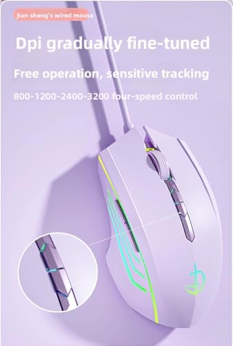 holy sword M800 Wired Gaming Mouse Features a 6-Key RGB Breathing Light and an Adjustable DPI2400 Lightweight Ergonomic Design, Making it Suitable for FPS Gaming and Office use - color: Wired Blue Crack