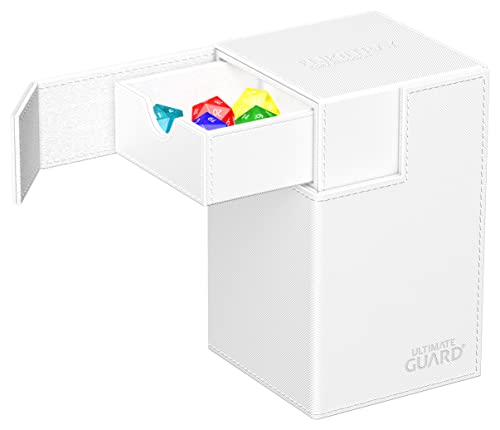 Ultimate Guard Flip'n'Tray 100+, Deck Case for 100 Double-Sleeved TCG Cards + Dice Tray, White, Independent Magnetic Closure & Microfiber Inner Lining - color: White