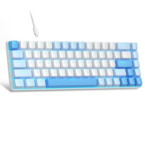 MageGee Portable 60% Mechanical Gaming Keyboard, MK-Box LED Backlit Compact 68 Keys Mini Wired Office Keyboard with Red Switch for Windows Laptop PC Mac - Sky Blue - color: Sky Blue/Red Switch