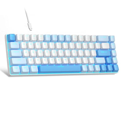 MageGee Portable 60% Mechanical Gaming Keyboard, MK-Box LED Backlit Compact 68 Keys Mini Wired Office Keyboard with Red Switch for Windows Laptop PC Mac - Sky Blue - color: Sky Blue/Red Switch