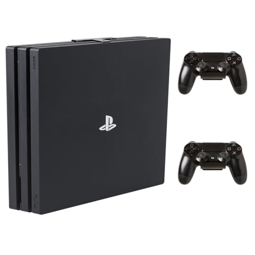 PS4 Pro Wall Mount Bundle - Includes Steel Wall Mount & 2 Controller Mounts - American Company - Behind TV PlayStation 4 Pro Holder
