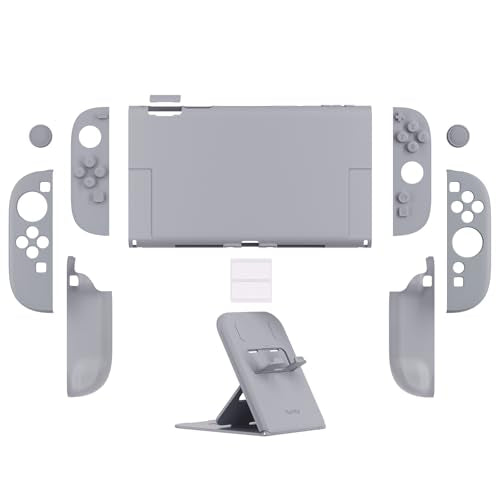 PlayVital Hard Case for Nintendo Switch 2 with Extra Stand & Thumb Grip Caps | Split Design, Dockable Protective Full-Body Shell Cover for Nintendo Switch 2 | Solid Color Series, New Hope Gray - color: New Hope Gray