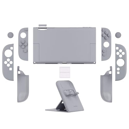 PlayVital Hard Case for Nintendo Switch 2 with Extra Stand & Thumb Grip Caps | Split Design, Dockable Protective Full-Body Shell Cover for Nintendo Switch 2 | Solid Color Series, New Hope Gray - color: New Hope Gray