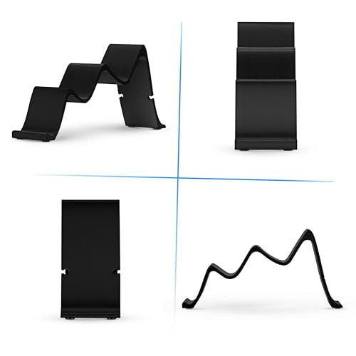 Desktop Dual Game Controller Stand Holder – Stylish, Minimal Wave Design, Suitable for PS5, Xbox, Switch, PC & Retro Gamepads - color: black/silver