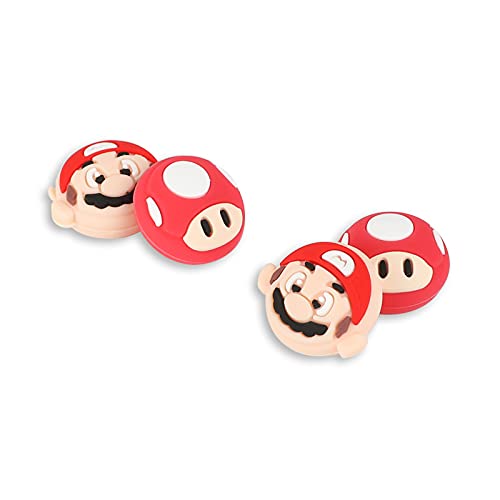 PERFECTSIGHT Cute Thumb Grip Caps for Switch 2, PlayStation 4/5, PS5, PS4, Xbox Series X/S, Xbox One, Switch PRO Controller, 4PCS Kawaii Soft Rubber 3D Analog Thumbsticks Grips Joystick Cover, Red - color: Red Mario