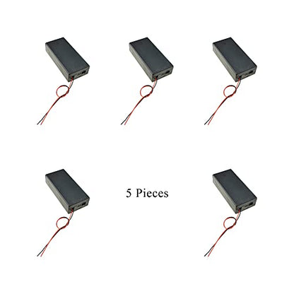 HAHIYO 18650 Battery Holder Bundle with Wire Sturdy Cover Flexible Springs Contact Build-in Switch Batteries Black Case Easy Install 5 Pieces for Wall Clocks Ham Radio Kids Toys - style: 18650-2-5P