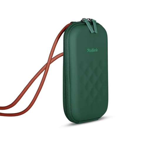 Rollink Nano EVA Hard-Shell Phone Case Crossbody Bag – Compact Travel Organizer, Water-Resistant, Adjustable Strap | Quick-access layout - color: Eden Green