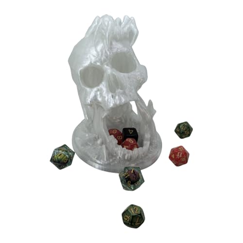 Skull Dice Tower Dungeons and Dragons RPG abletop Roleplaying Game Jail D&D (Random 7PCS D20 Dice Set Included) Crystal - color: Crystal