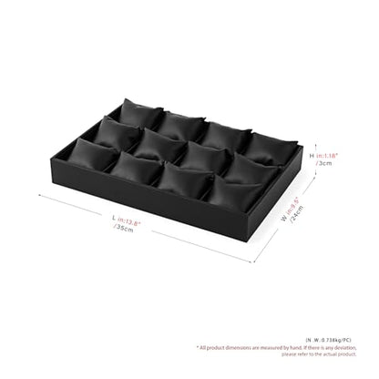 Oirlv Black Leather Watch Organizer Tray for Desktop Display | Smooth leather surface, 13.78×9.45×1.97in, large capacity, ideal for watch storage, desktop display & jewelry showcase - style: P01709