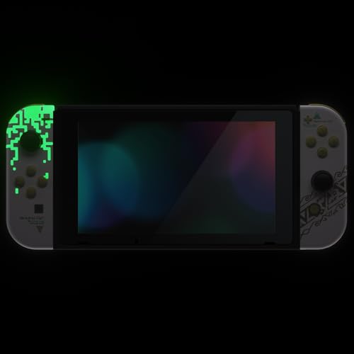 eXtremeRate DIY Replacement Shell Buttons for Nintendo Switch, Back Plate for Switch Console, Housing with Full Set Buttons for Joycon Handheld Controller - Glow in Dark - Totem of Kingdom White - color: Glow in Dark - Totem of Kingdom White