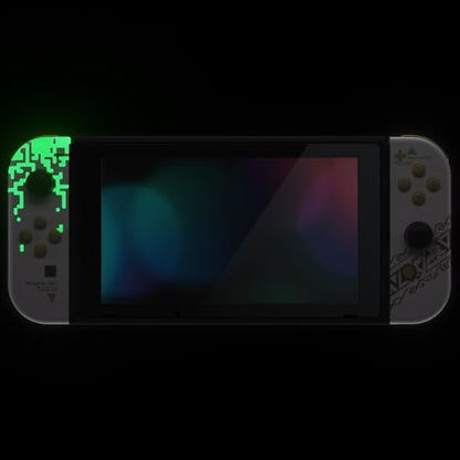 eXtremeRate DIY Replacement Shell Buttons for Nintendo Switch, Back Plate for Switch Console, Housing with Full Set Buttons for Joycon Handheld Controller - Glow in Dark - Totem of Kingdom White - color: Glow in Dark - Totem of Kingdom White