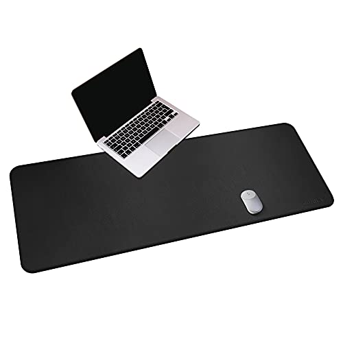 CENNBIE Leather Desk Mat,55" x 19.6" Extra Large Desk Pad Blotter Protector, Extended Non-Slip Mouse Pad, Waterproof PU Leather Desk Mat on top of desks Large for Office and Home (Black) - color: Black, size: 19.6" x 55"