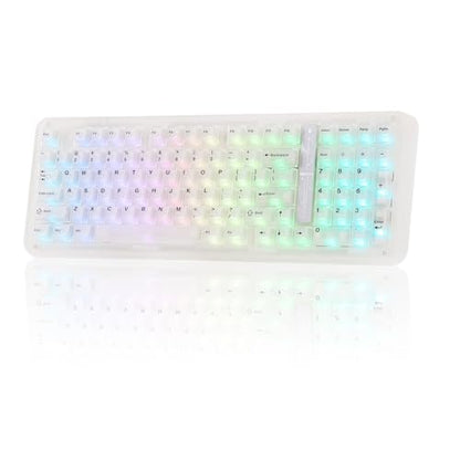 KiiBoom Phantom98 Lite 96% Wireless Mechanical Gaming Keyboard, VIA Programmable, Creamy Keyboard with Gasket, 8000mAh Battery, Hot Swap, RGB Backlits, NKRO for Win/Mac (Clear, Mochi Switch) - color: Clear, size: Mochi Switch