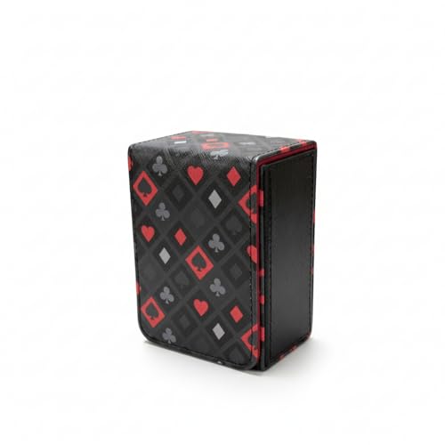 Double Decker Leather Poker Card Case - Holds Two Sets of Poker Size Cards - Premium Dual-Deck Holder with Stylish Design and Secure Closure (Royal Suits) - color: Royal Suits