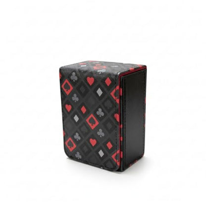 Double Decker Leather Poker Card Case - Holds Two Sets of Poker Size Cards - Premium Dual-Deck Holder with Stylish Design and Secure Closure (Royal Suits) - color: Royal Suits