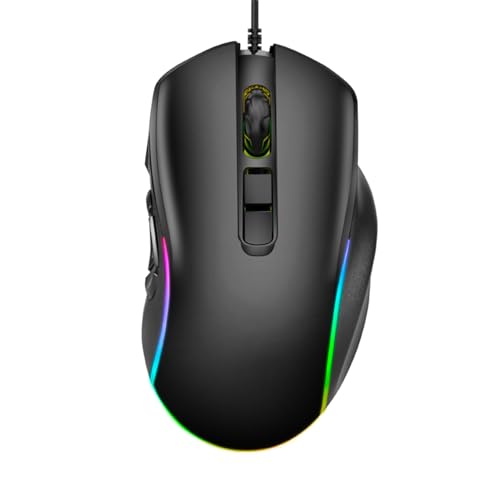 Wired Gaming Mouse, RGB Backlit 10 Programmable Buttons 14 Lighting Effects 6 Adjustable DPI 800-12800 Ergonomic PC Computer